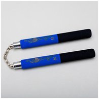 Black / Blue Foam Safety Ball Bearing Nunchaku 12"